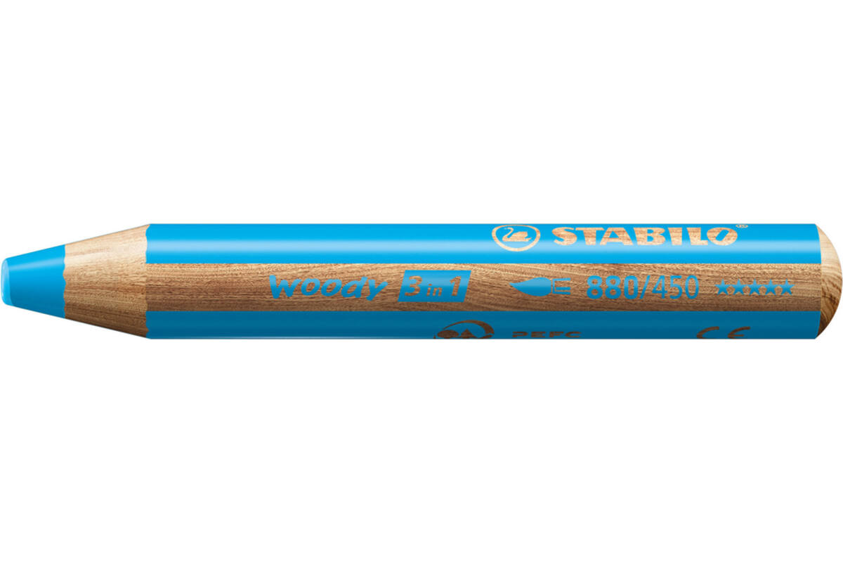 Waskrijt aquarel STABILO Woody 3-in-1 assorti classpack, 76 stuks incl. slijpers