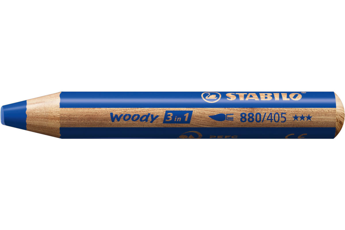 Waskrijt aquarel STABILO Woody 3-in-1 assorti classpack, 76 stuks incl. slijpers
