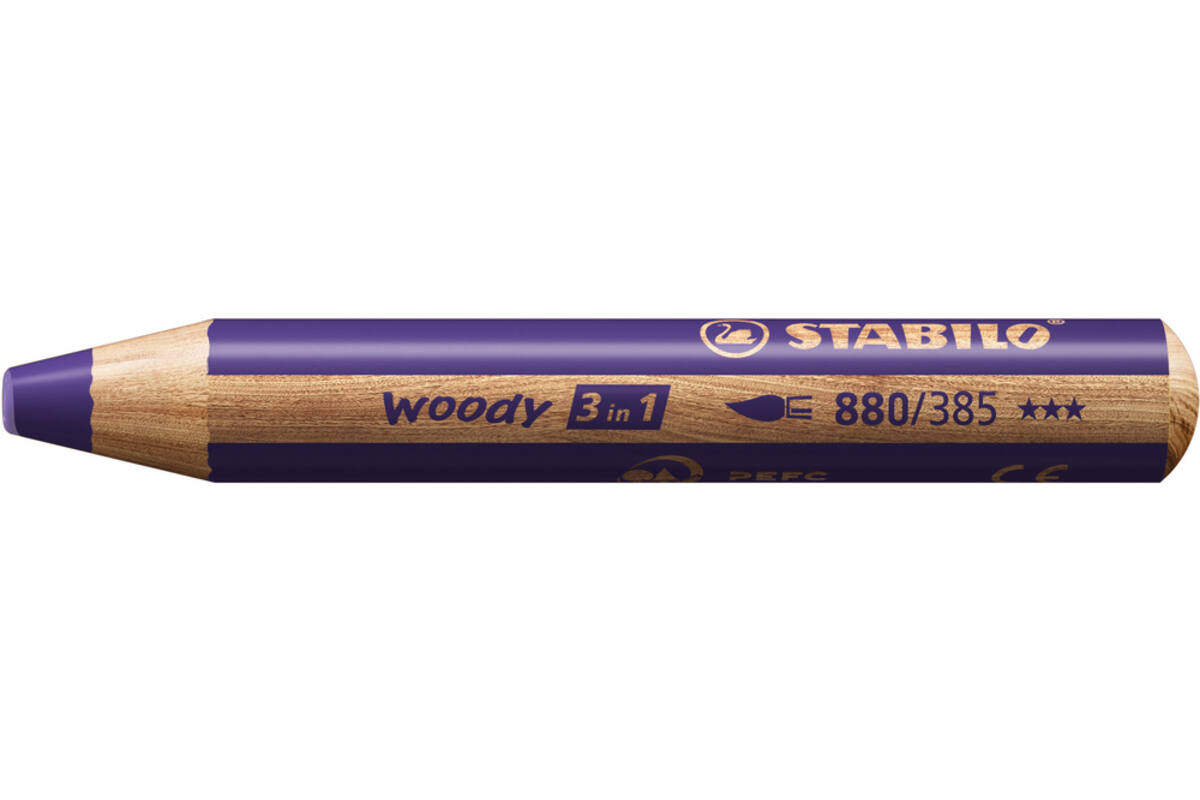 Waskrijt aquarel STABILO Woody 3-in-1 assorti classpack, 76 stuks incl. slijpers