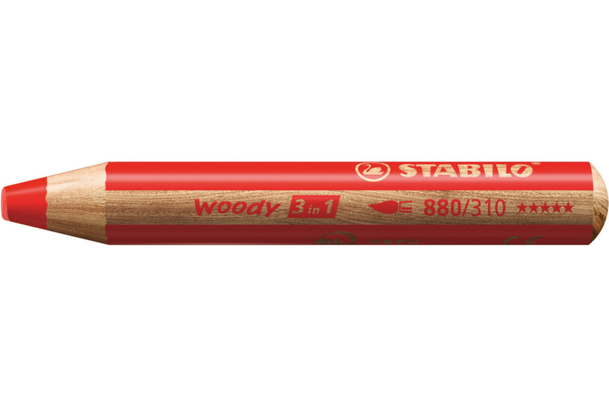 Waskrijt aquarel STABILO Woody 3-in-1 assorti classpack, 76 stuks incl. slijpers
