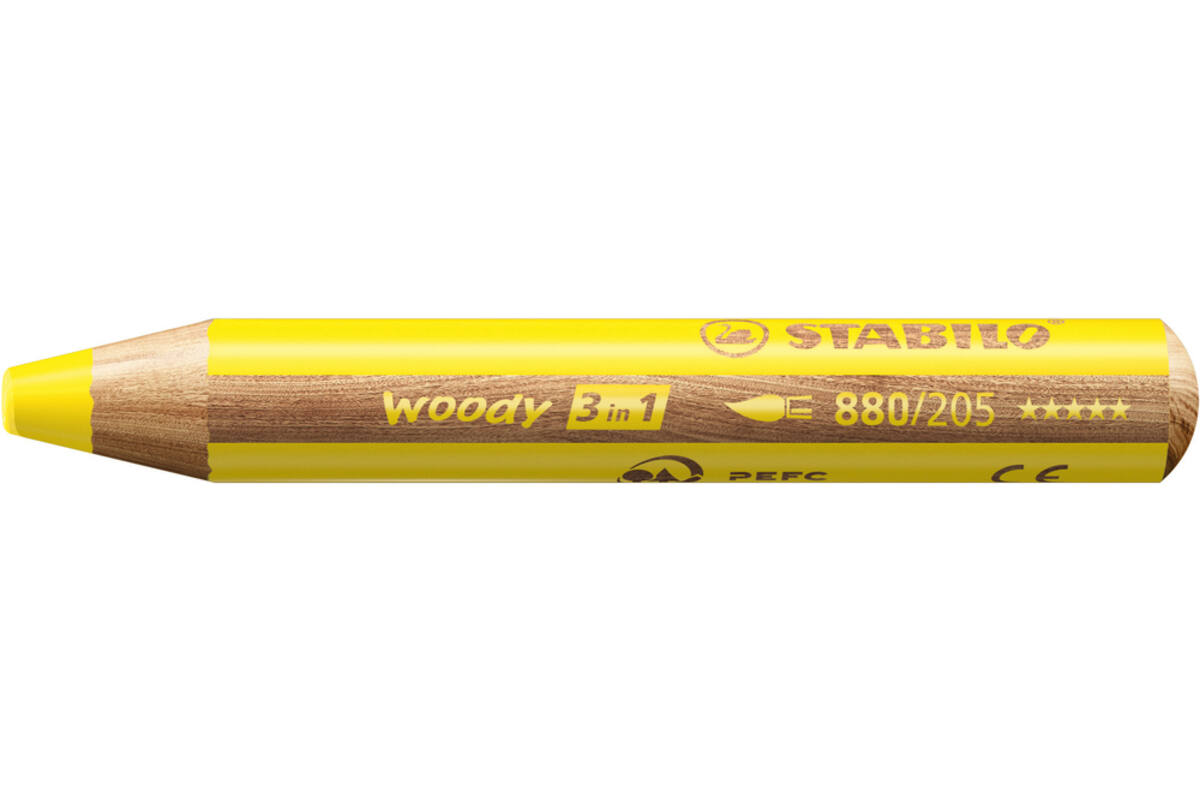 Waskrijt aquarel STABILO Woody 3-in-1 assorti classpack, 76 stuks incl. slijpers