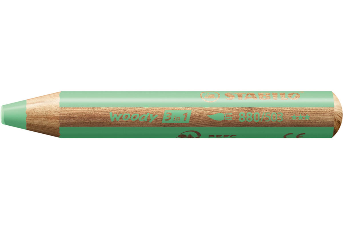 Waskrijt aquarel STABILO Woody 3-in-1 assorti classpack, 76 stuks incl. slijpers