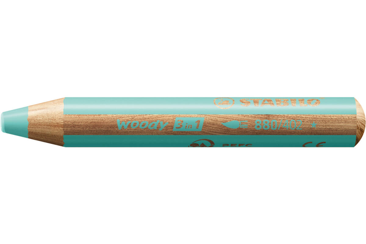 Waskrijt aquarel STABILO Woody 3-in-1 assorti classpack, 76 stuks incl. slijpers