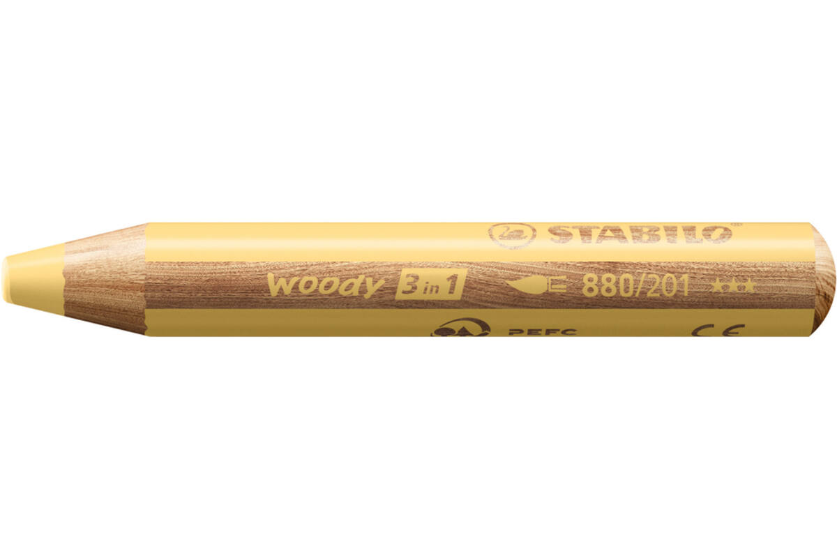 Waskrijt aquarel STABILO Woody 3-in-1 assorti classpack, 76 stuks incl. slijpers