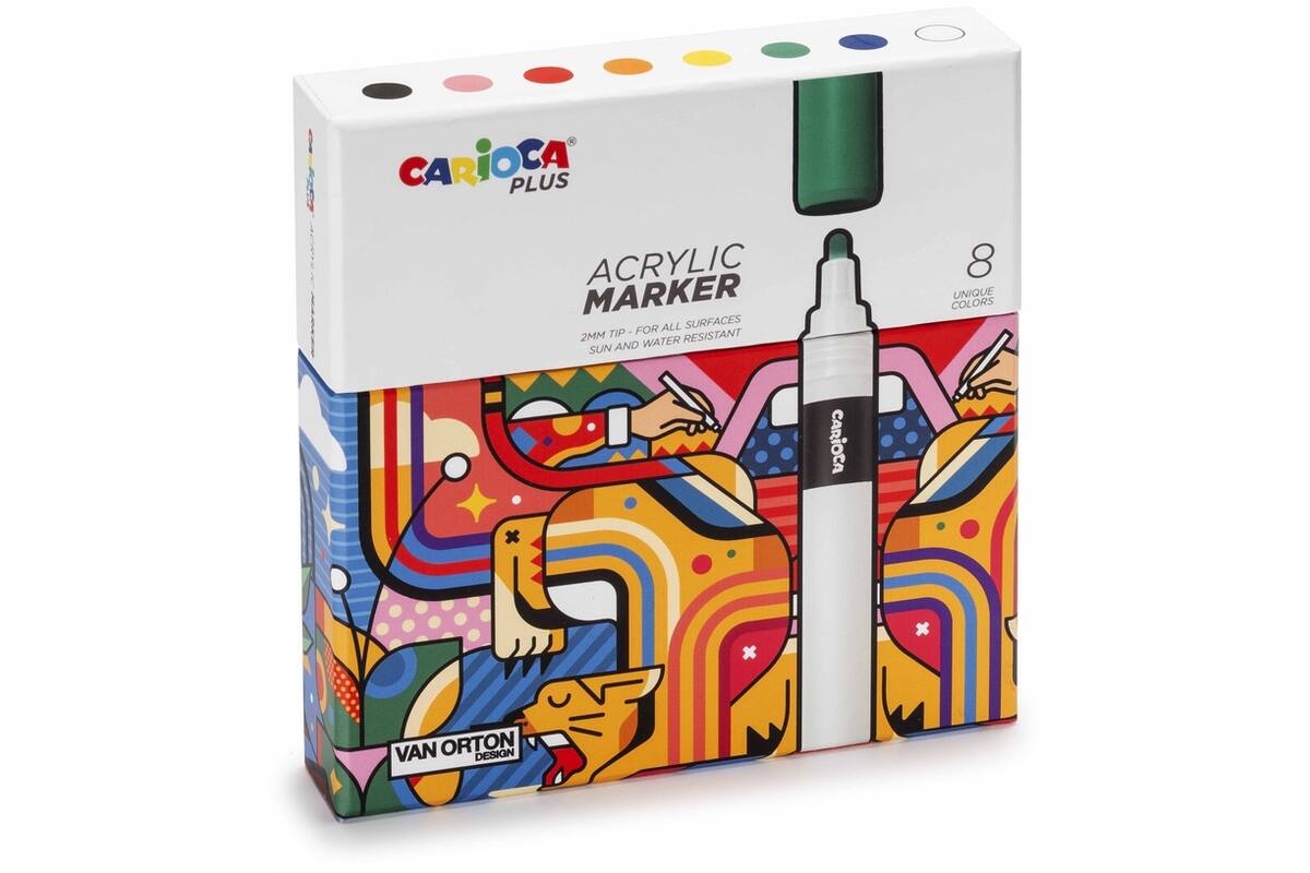 Acrylstiften Carioca assorti, 8 stuks