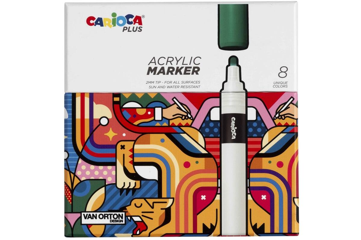 Acrylstiften Carioca assorti, 8 stuks
