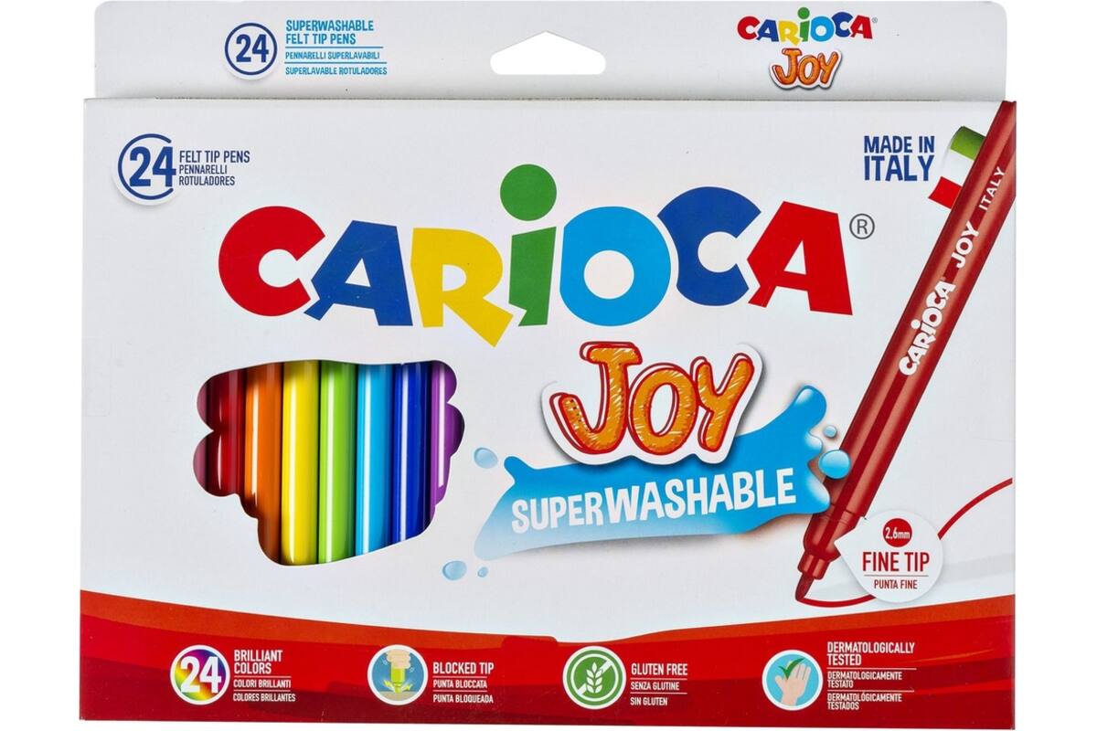 Viltstiften Carioca joy fine tip assorti, 24 stuks