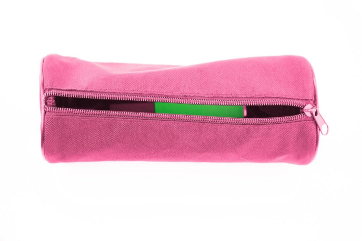 Schooletui rond 21 x 8,5 cm, roze
