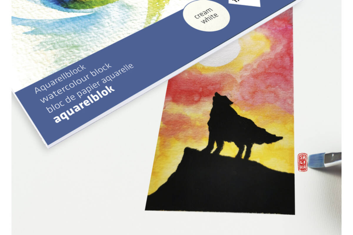 Aquarelpapier 24 x 32 cm roomwit 300 gram, 16 vel