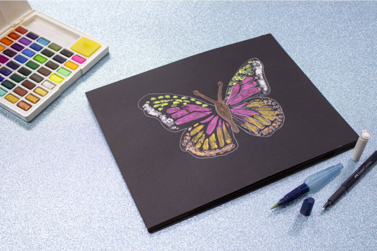 Aquarelpapier 24 x 32 cm zwart 300 gram, 16 vel