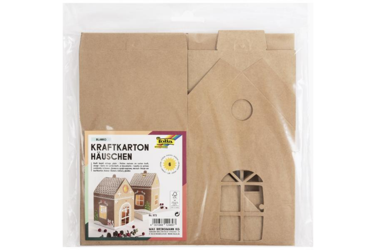 Kartonnen huis kraft 11 x 11 x 19 cm, 6 stuks