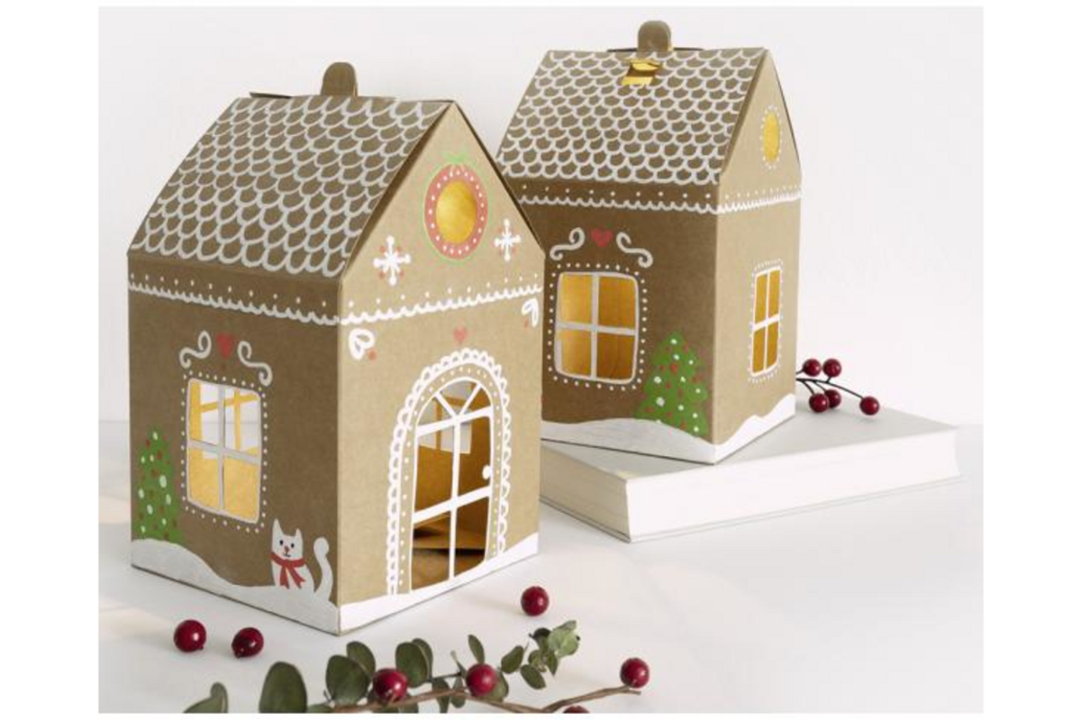 Kartonnen huis kraft 11 x 11 x 19 cm, 6 stuks