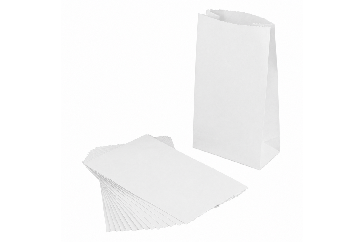 Blokbodemtasjes wit 12 x 6 x 21 cm,  15 stuks