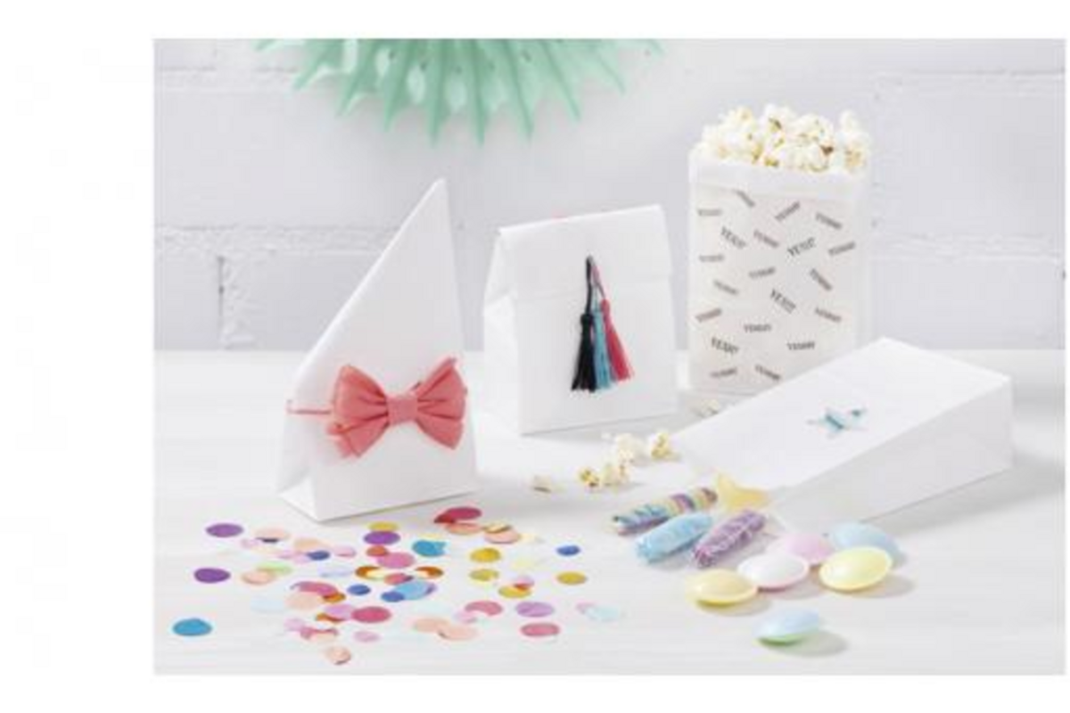 Blokbodemtasjes wit 12 x 6 x 21 cm,  15 stuks