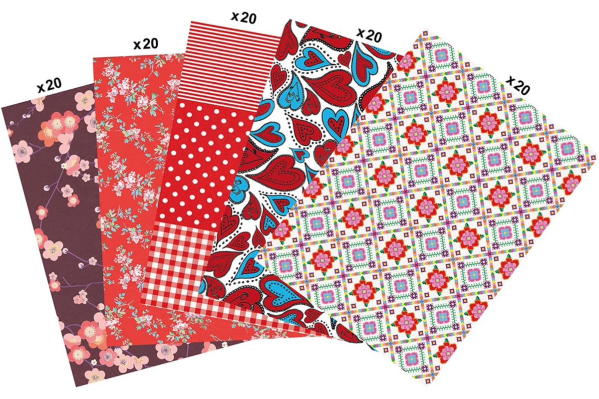 Decoupagepapier Decopatch 30 x 40 cm assorti rood, 100 vellen