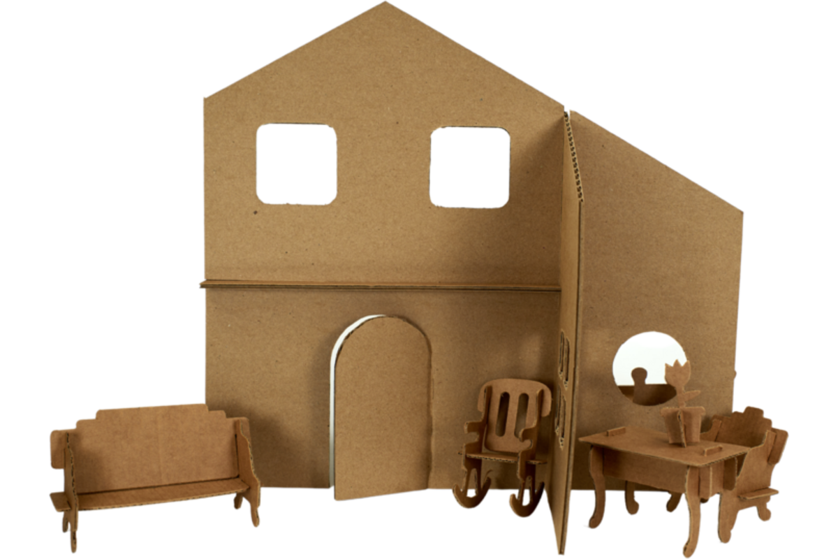 Poppenhuis gestanst, 12 stuks
