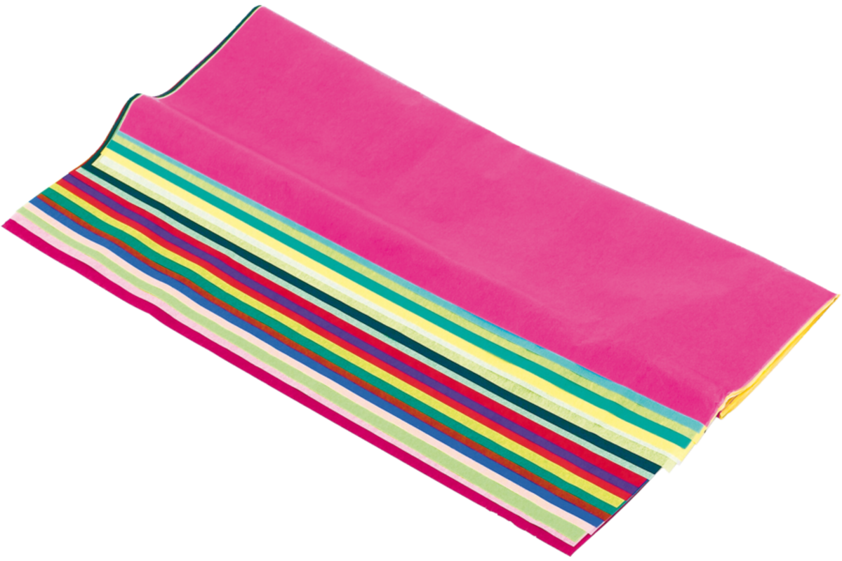 Zijdevloeipapier 50 x 70 cm 12 kleuren, 24 vel