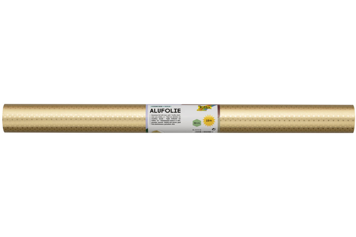Alu folie sterretjes goud, 50 cm x 10 meter