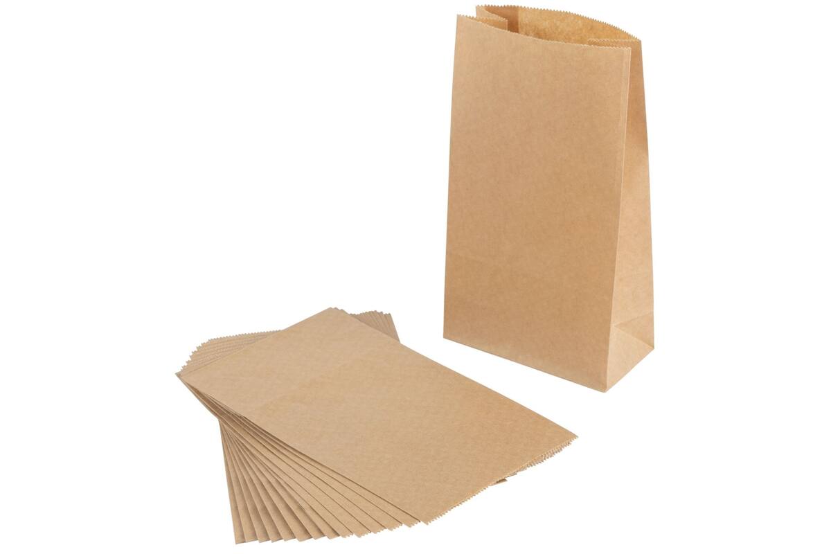 Blokbodemtasjes bruin 12 x 6 x 21 cm, 15 stuks
