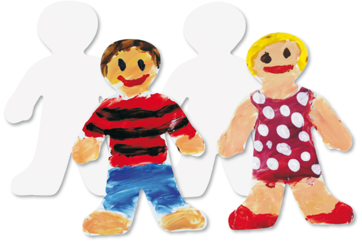 Kartonnen figuur kind 19 x 31 cm, 36 stuks
