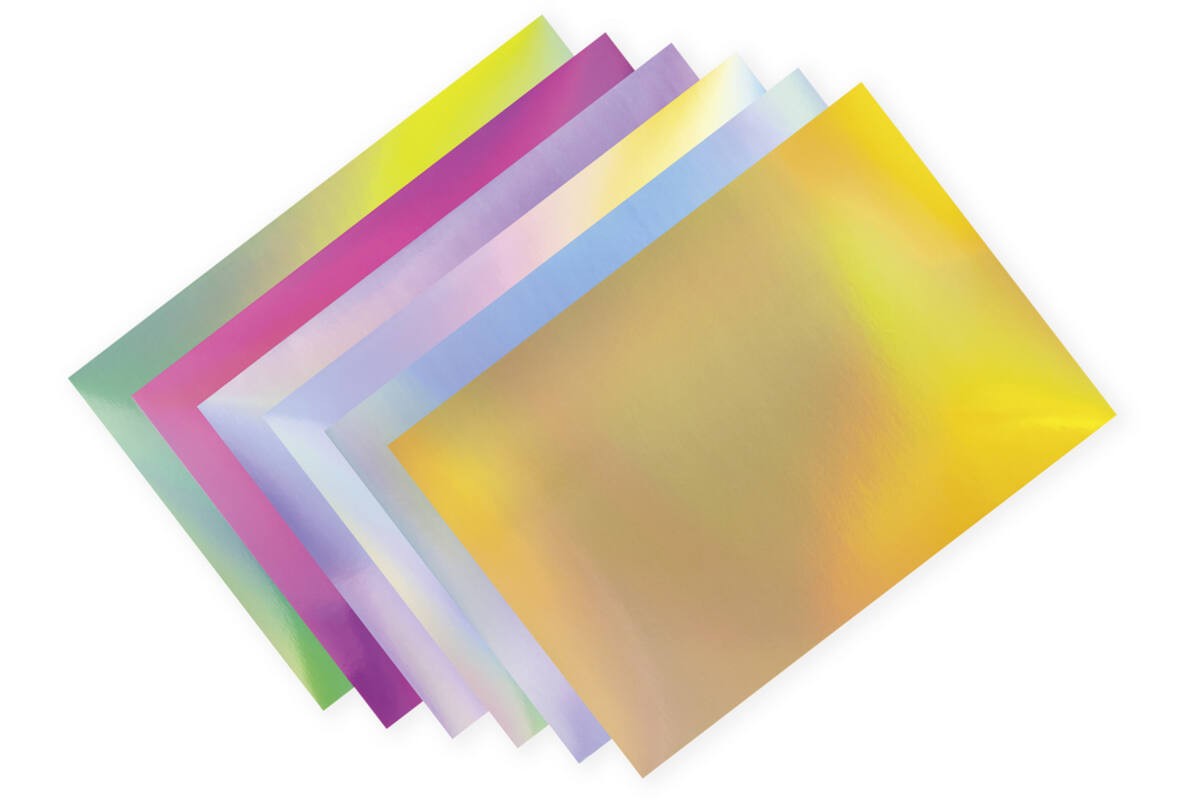 Holografisch karton 50 x 70 cm 120 gr 6 kleuren 10 vel