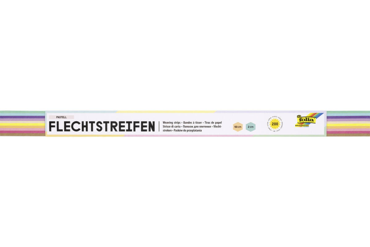 Vlechtstroken 50 x 2 cm assorti pastel 200 stroken