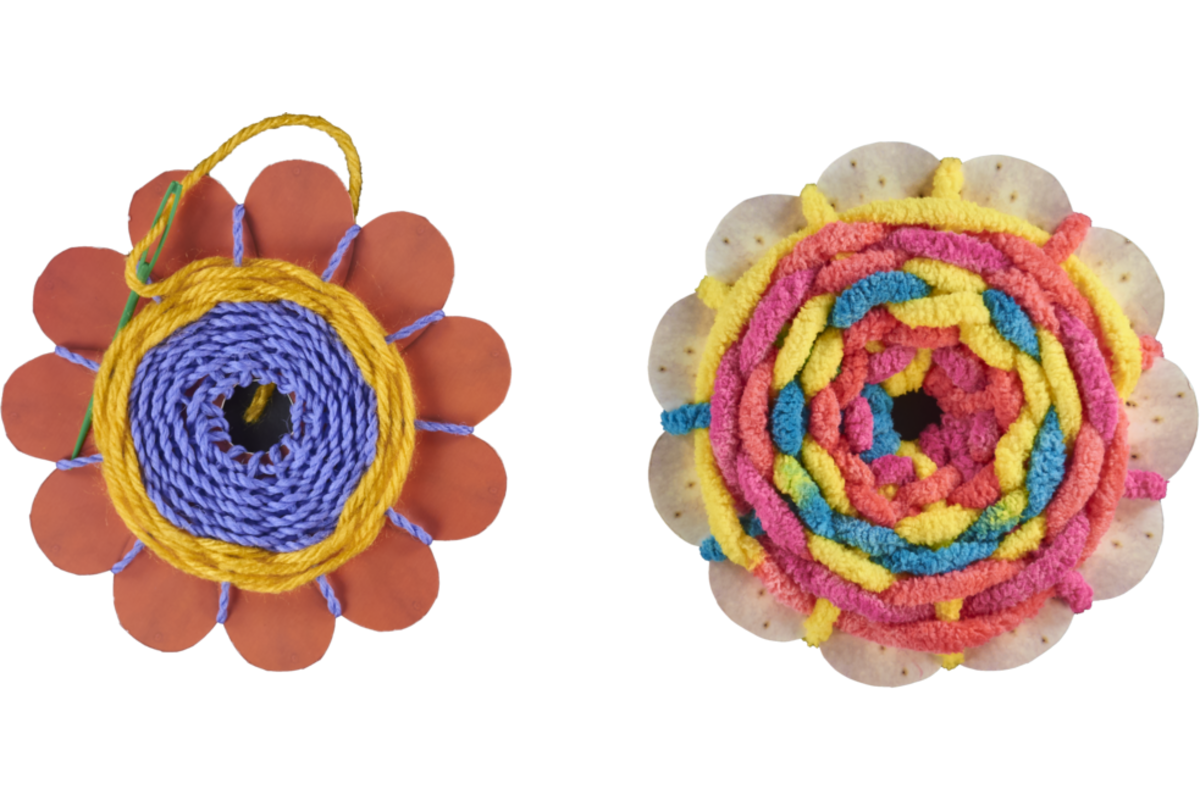 Vlechtbloemen met borduurnaald 11,5 cm, 16 stuks