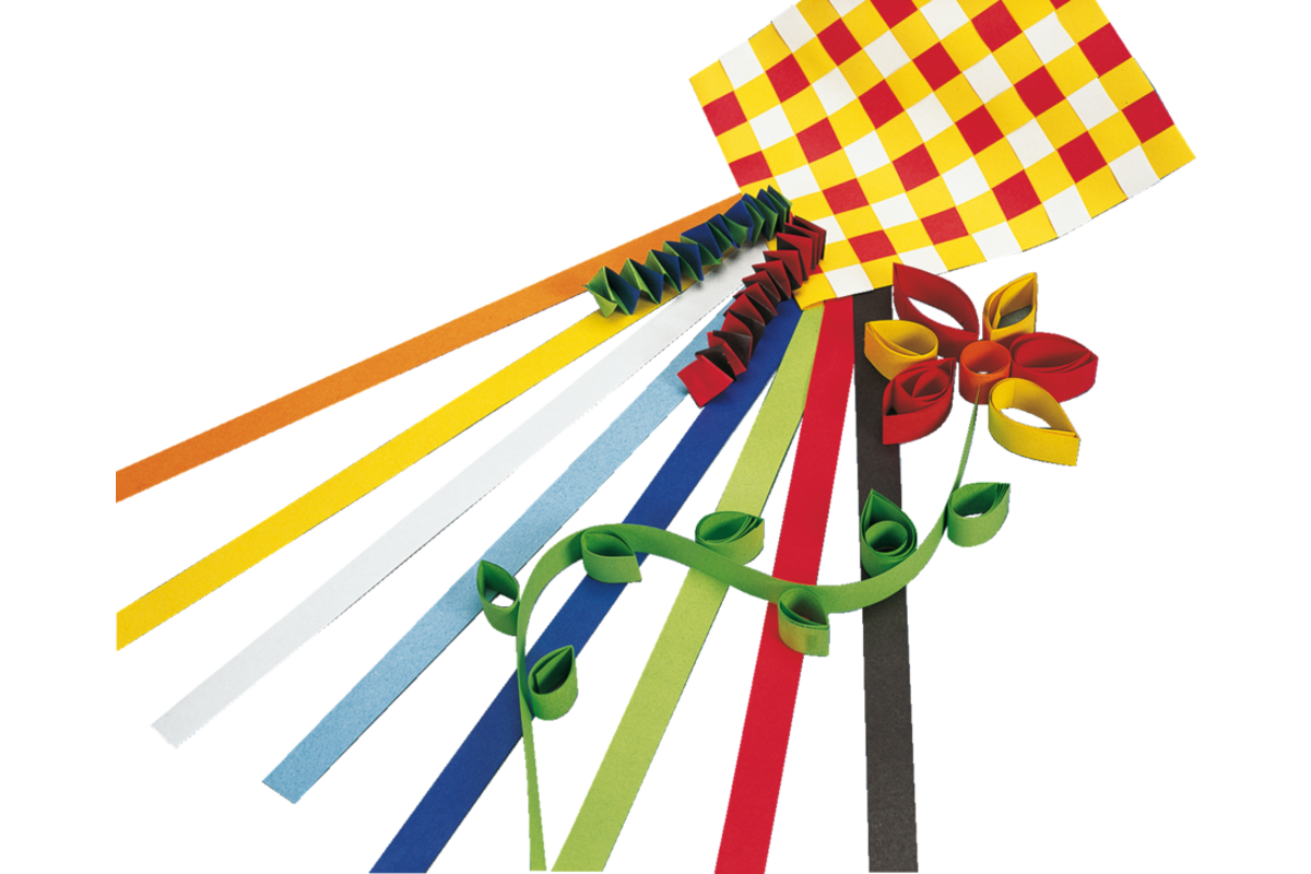 Vlechtstroken 50 x 1 cm 60 grs 12-kleuren 480 stroken
