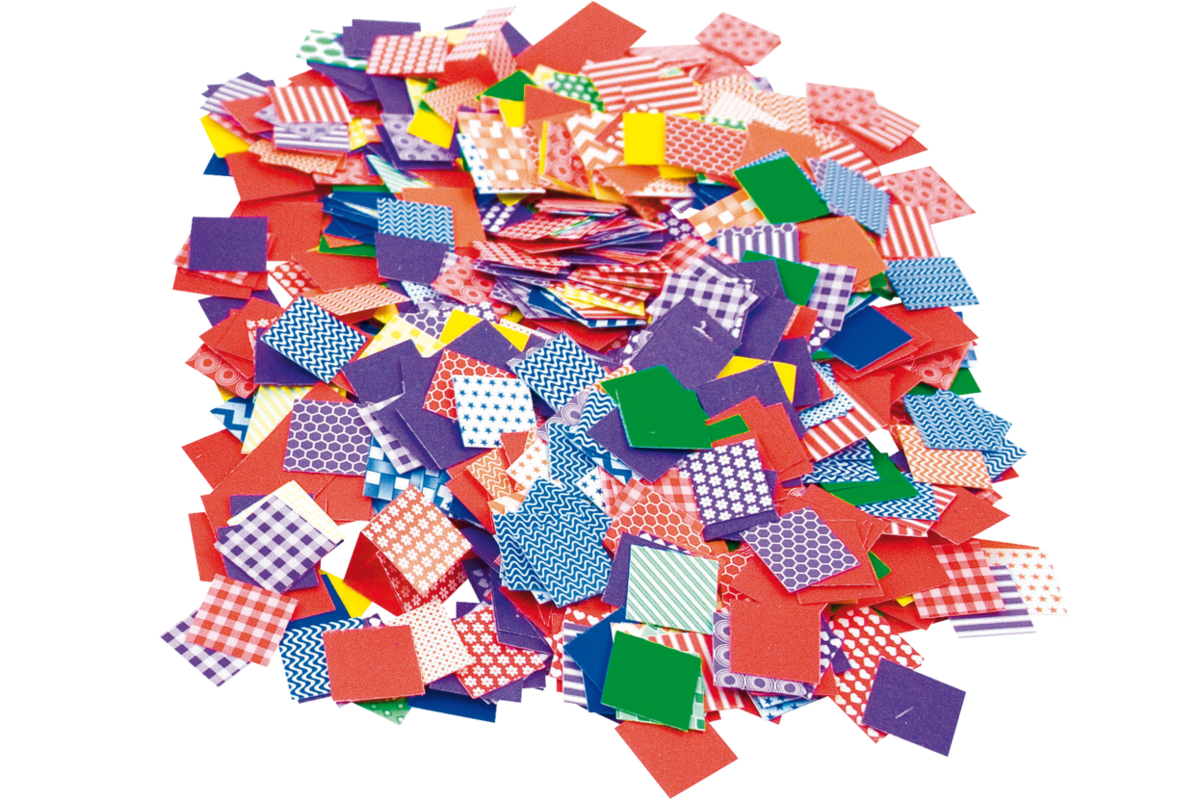Papiermozaïek met patroon 2 x 2 cm, circa 2000 stuks