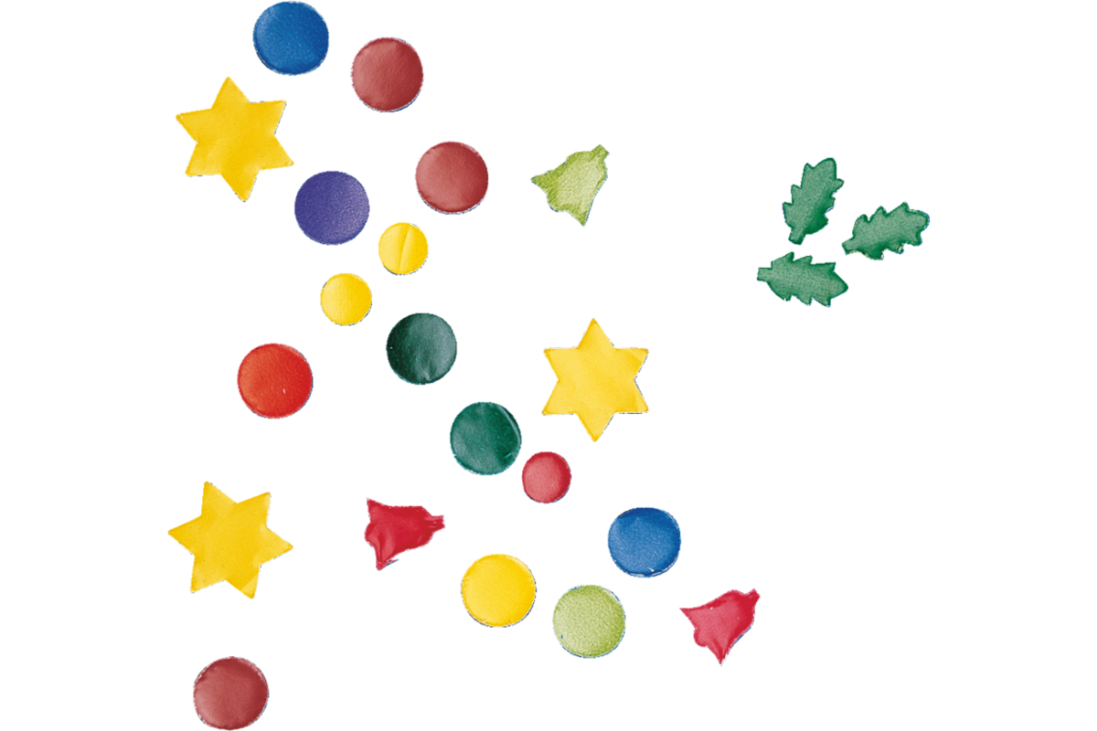 Plakfiguren kerstass. 28 zakjes verdeeld over 9 figuren