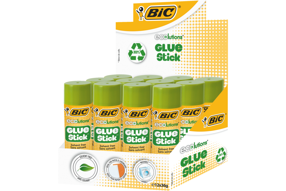 Plakstift BIC ECOlutions 36 gram box met 12 stuks 9 + 3 gratis!