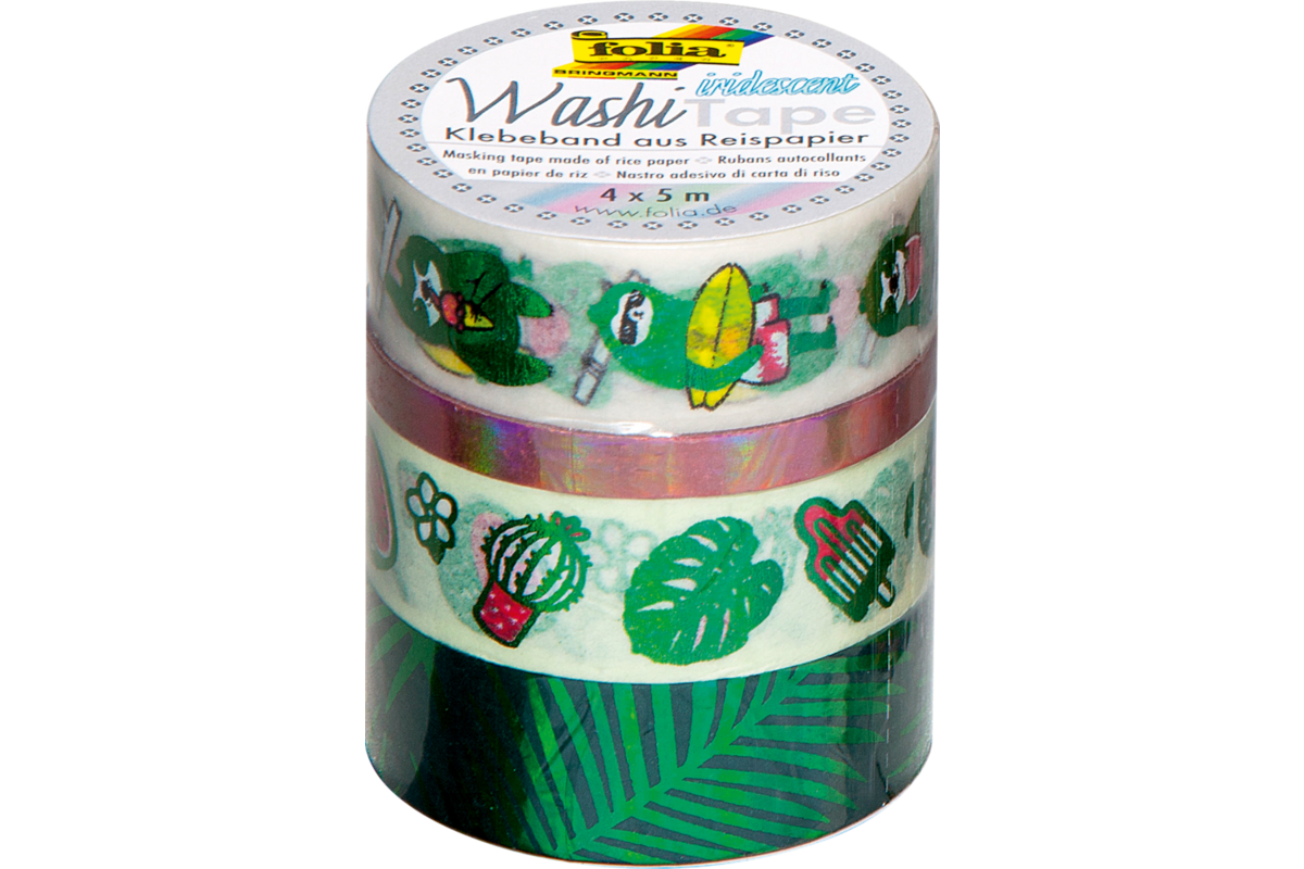 Washi-Tape set van 4,  iriserend groen