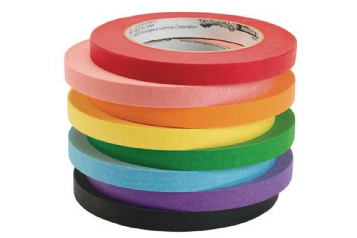 Crêpeplakband assorti 13 mm x 55 meter, 8 rollen