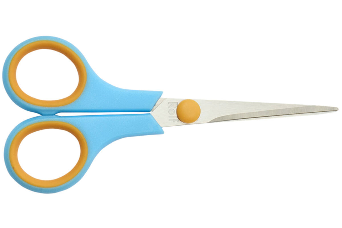 Schaar 14 cm soft-grip links- en rechtshandig blauw