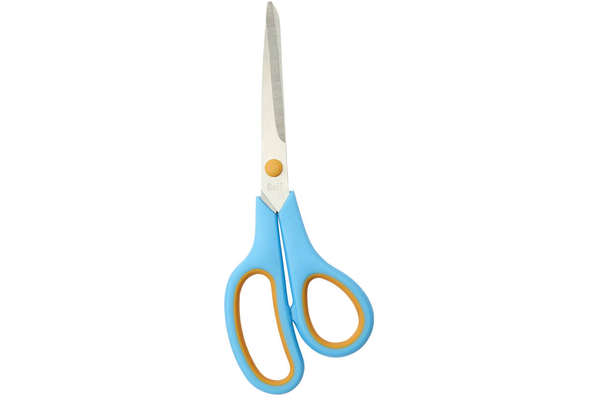 Schaar 21 cm soft-grip links- en rechtshandig blauw