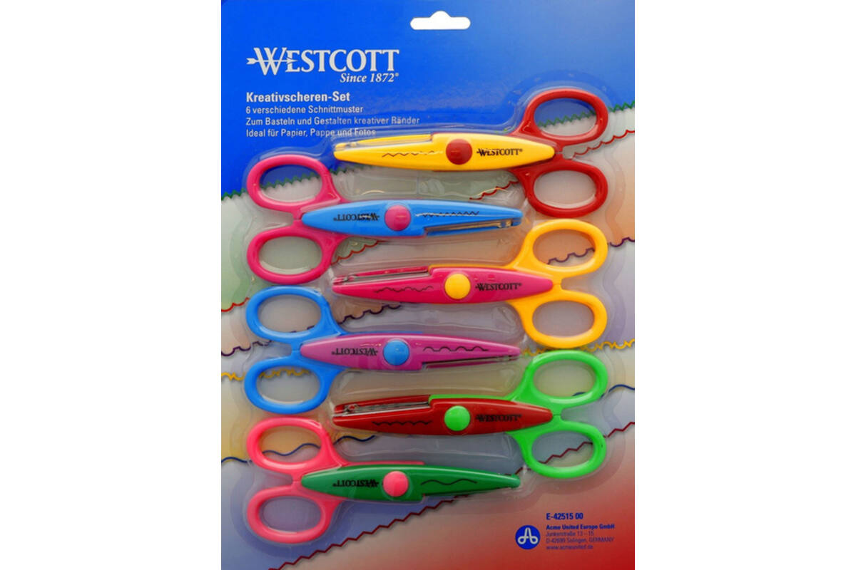 Figuurschaar 14 cm assorti motieven, 6 stuks