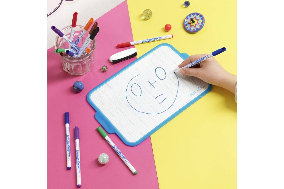 Whiteboard/wisbord BIC Velleda 19 x 26 cm blauw. 24 stuks