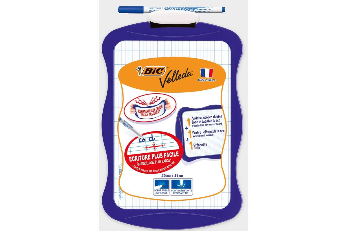 Whiteboard/wisbord BIC Velleda assorti 20 x 30 cm, 24 stuks