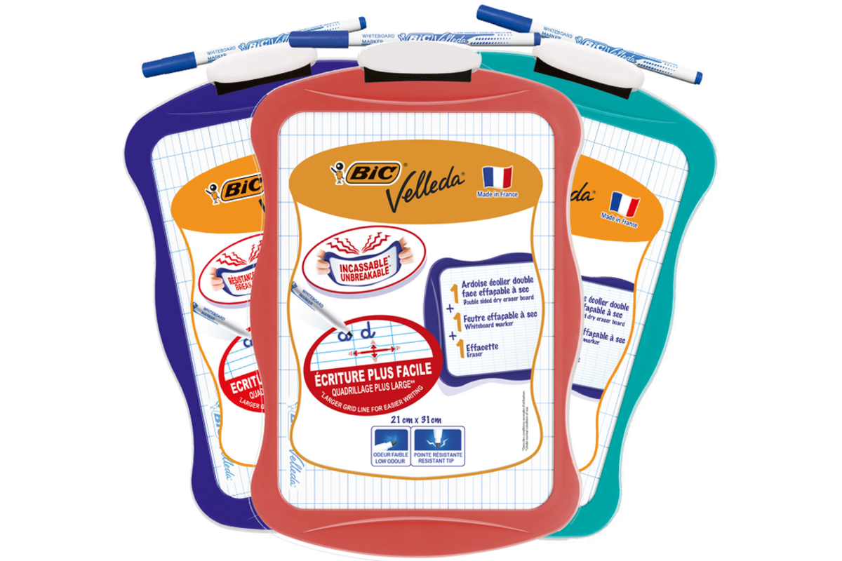 Whiteboard/wisbord BIC Velleda assorti 20 x 30 cm, 24 stuks