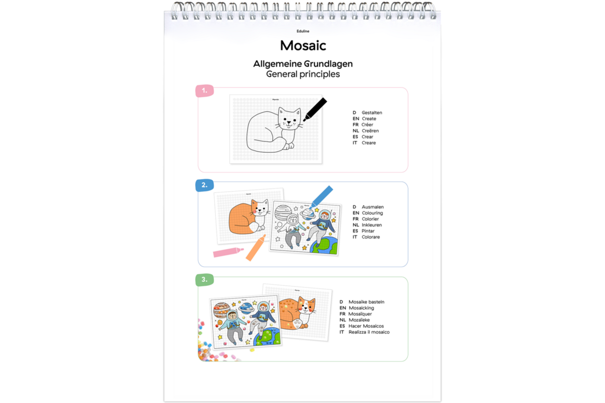 PlayMais® EDULINE MOSAIC 12.000 stuks, 6 doekjes en activiteitenboek