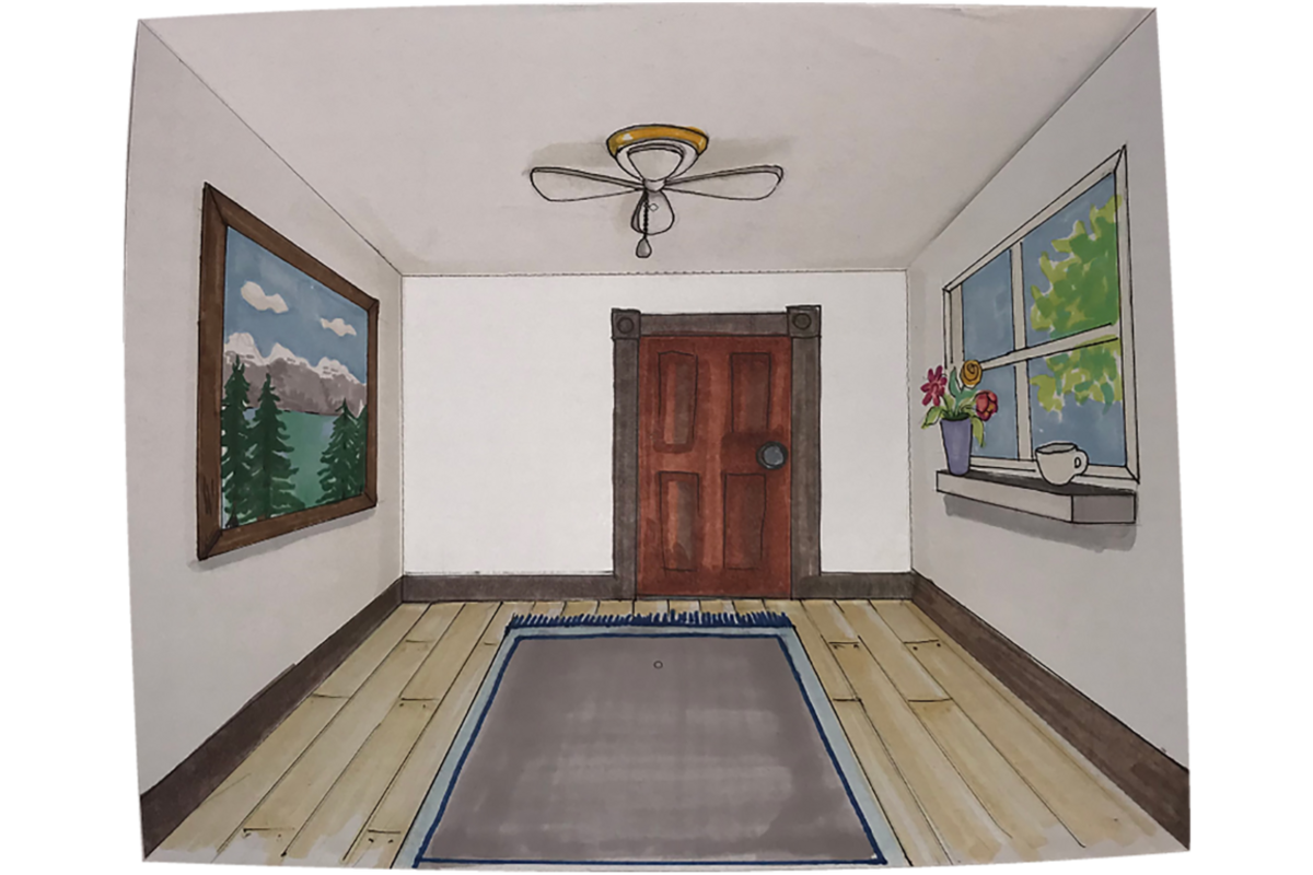 Ontwerpkarton kamer perspectief 28 x 33 cm, 36 stuks