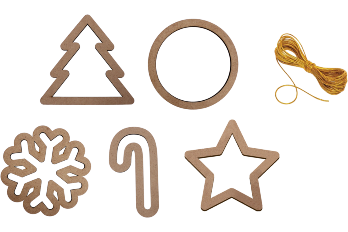 Houten kerstversiering frame +/-11 cm, 50 stuks