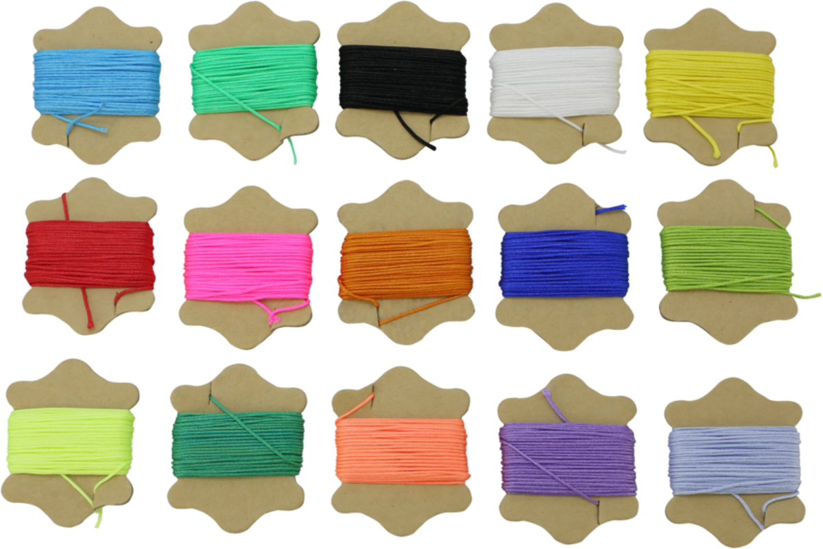 Shamballa polyesterkoord assorti 1 mm x 10 m, 15 stuks