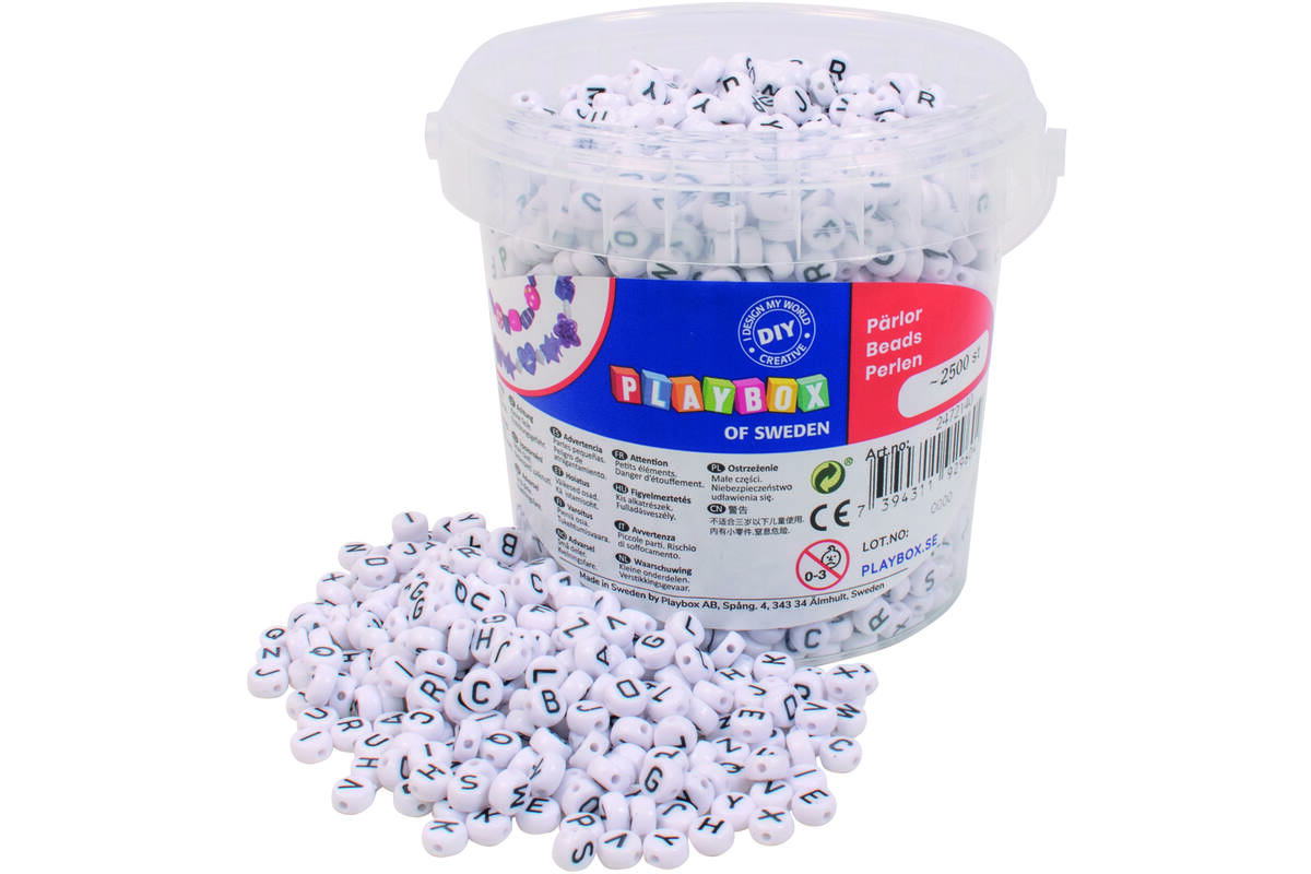 Letterkralen Ø 7,5 mm, wit, 2500 stuks