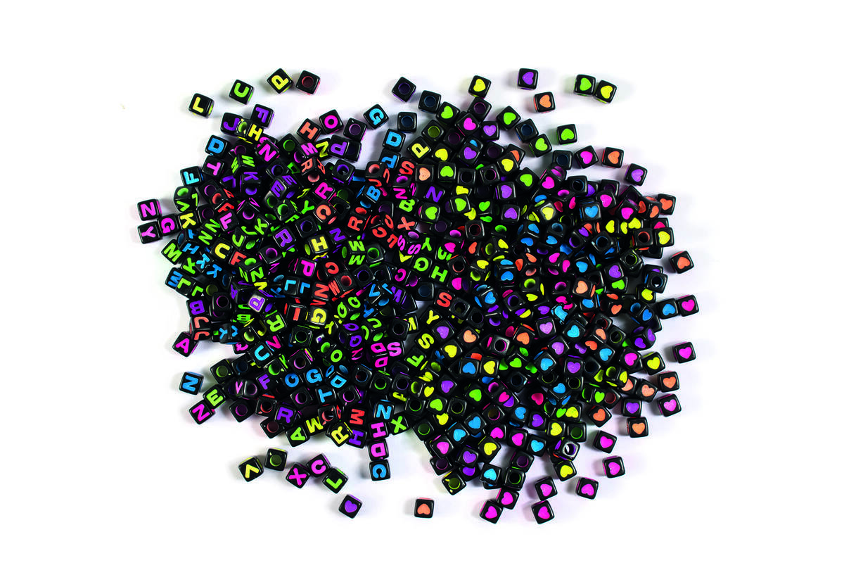 Letterkralen 6,5 x 6,5 mm, neon, 1250 stuks