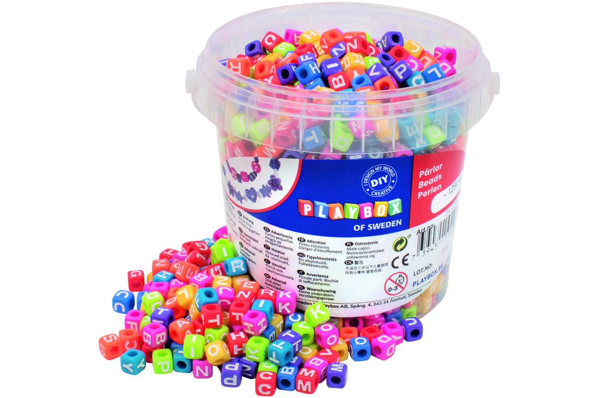 Letterkralen 7 x 7 mm, gekleurd, 1250 stuks