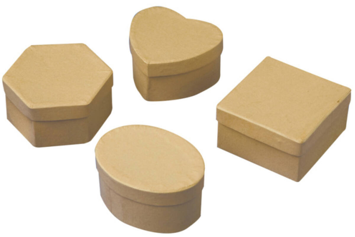 Papier mache doosjes, 12 stuks