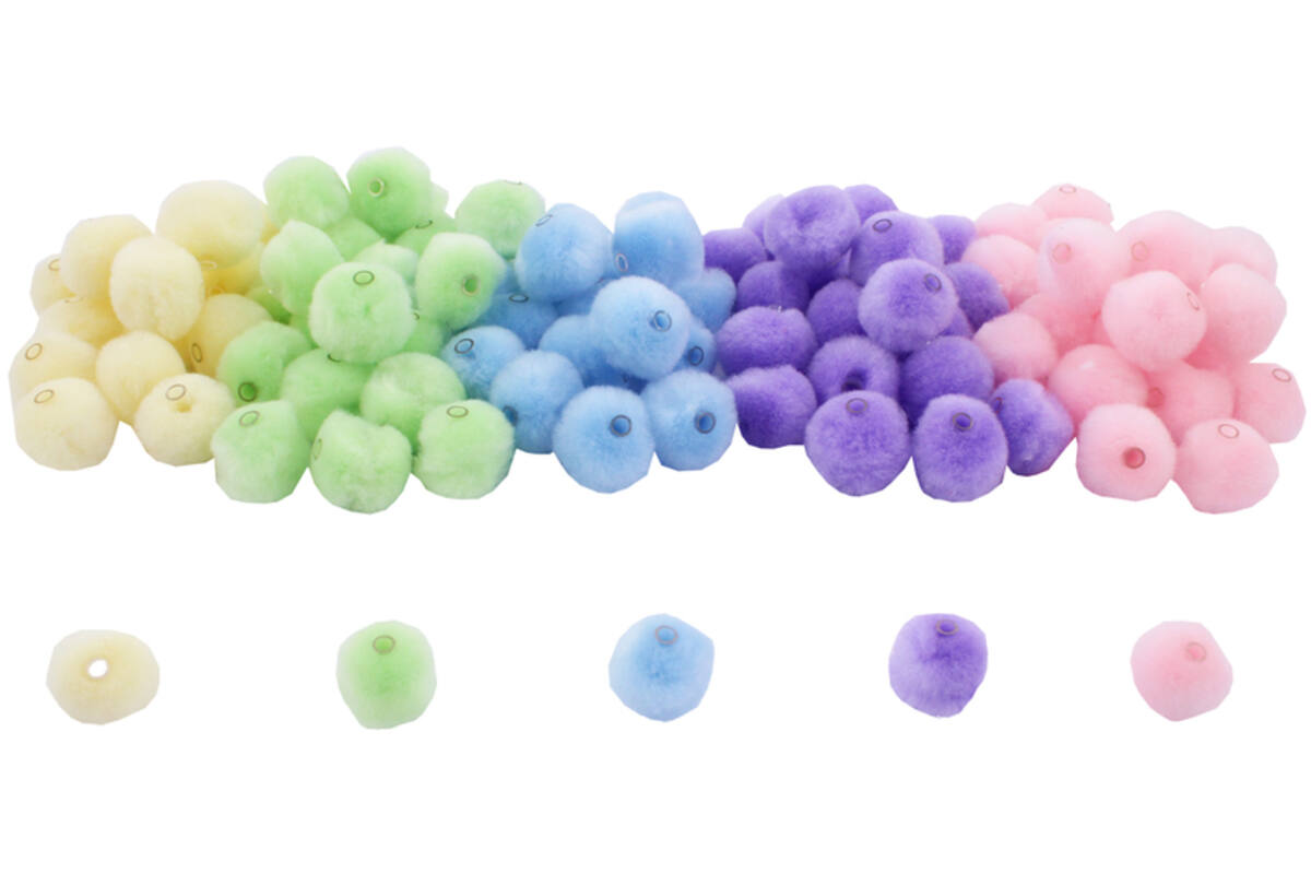 Rijgpompons Pastel assorti, 100 stuks