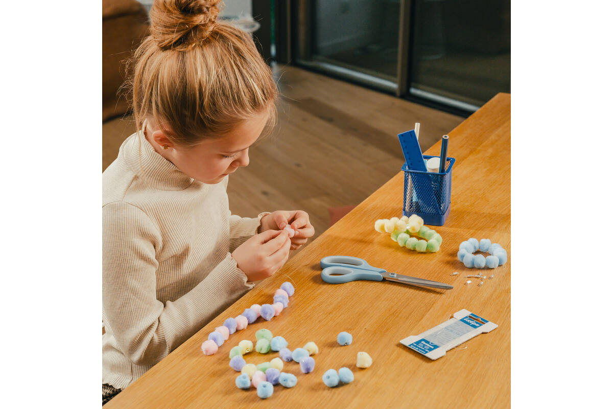 Rijgpompons Pastel assorti, 100 stuks