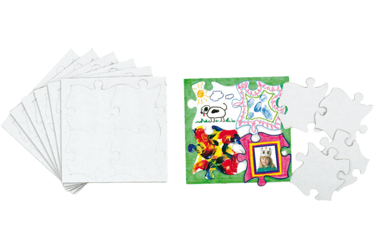 Puzzel blanco, 4 delen 20 x 20 cm, 8 stuks